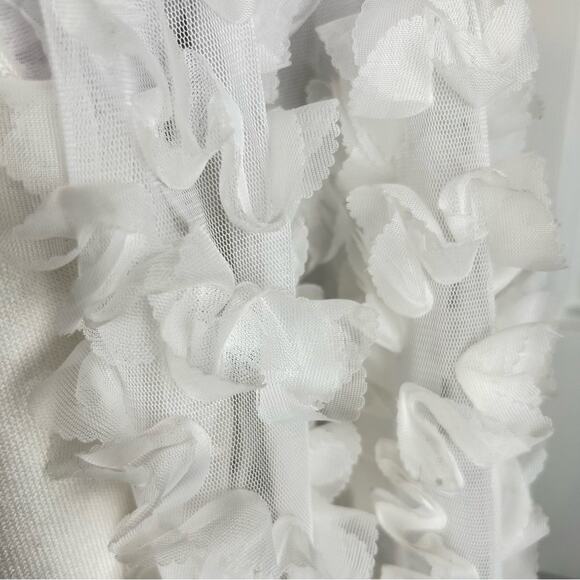 🆕 Marc NY Top Womens Size M White Knit w Tulle Pouf Ruffle Sleeves Romantic NWT - Picture 5 of 11